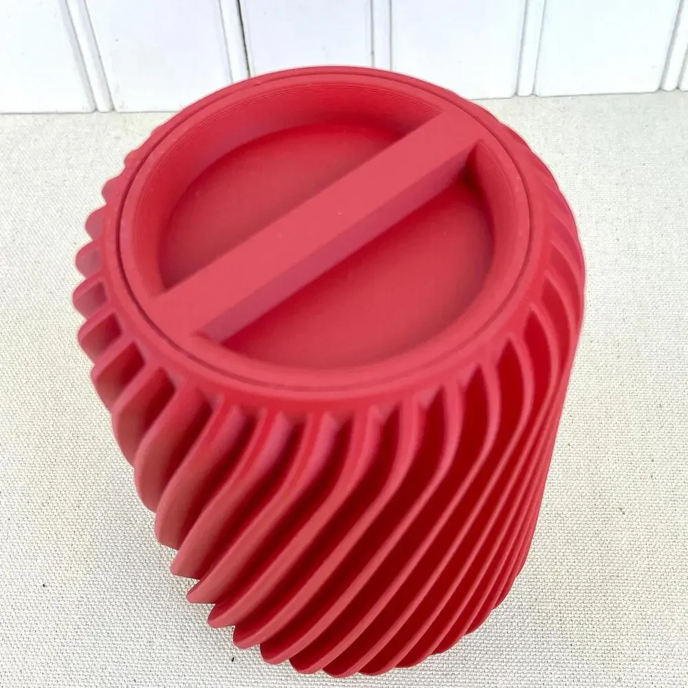 Swirl Lidded Storage Container, Ridged Storage Container, Organizer for a Desk